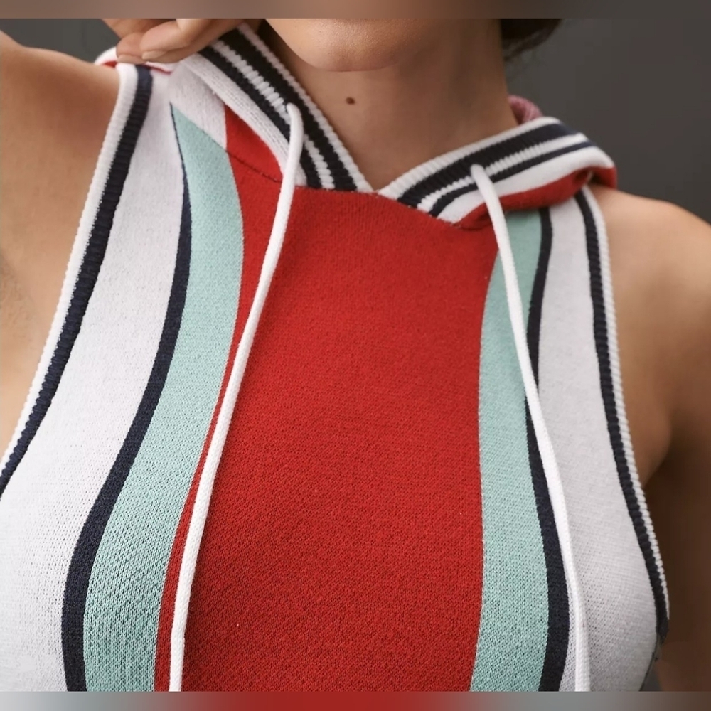 Daily Practice x Anthropologie Sleeveless Mini Dress Hoodie, Ivory & Red - Picture 4 of 7